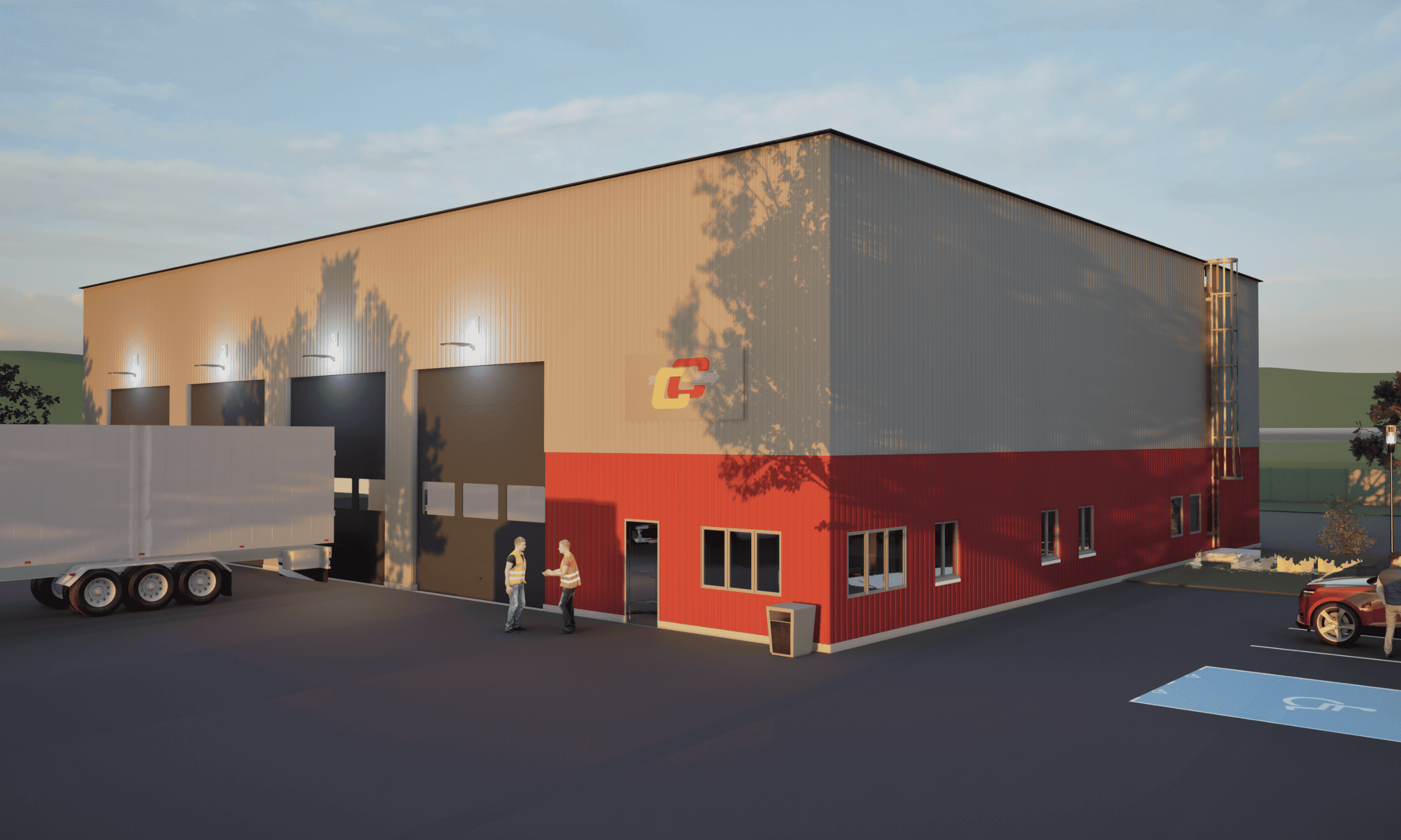 Vue 3D de l'atelier poids lourds de Contignon