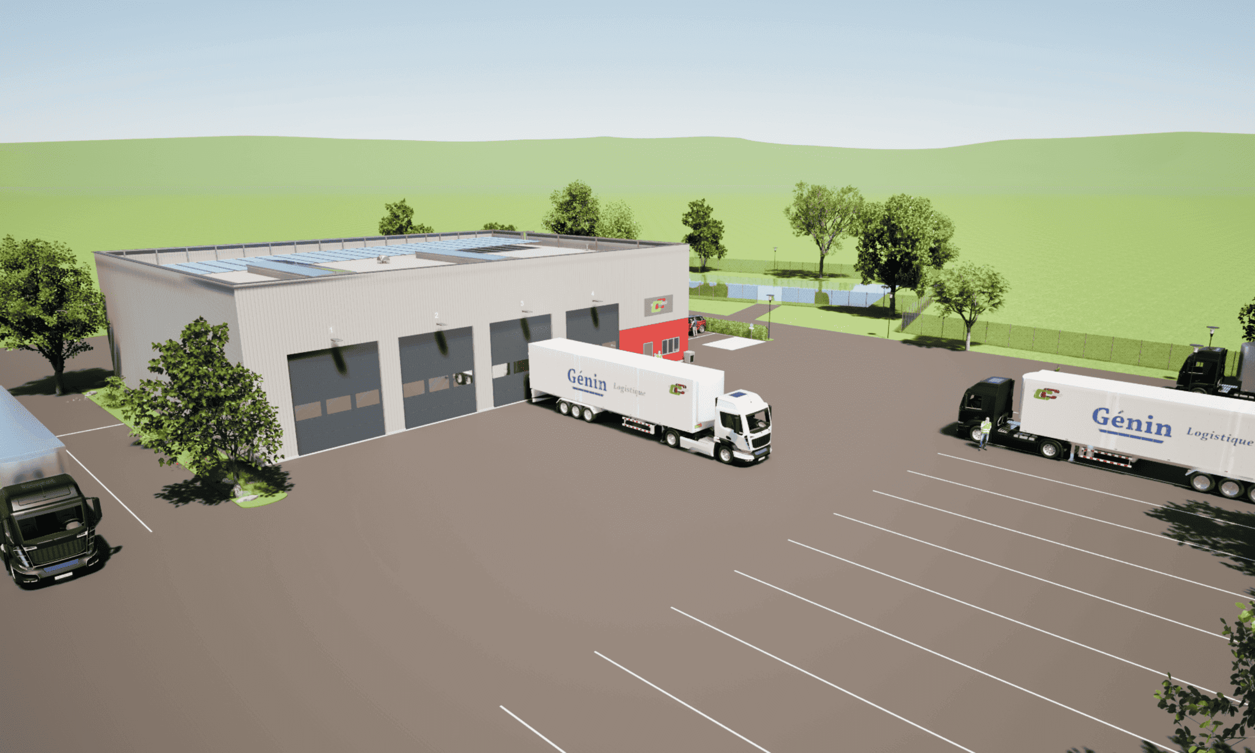 Vue d'ensemble 3D du site de l'atelier poids lourds Contignon