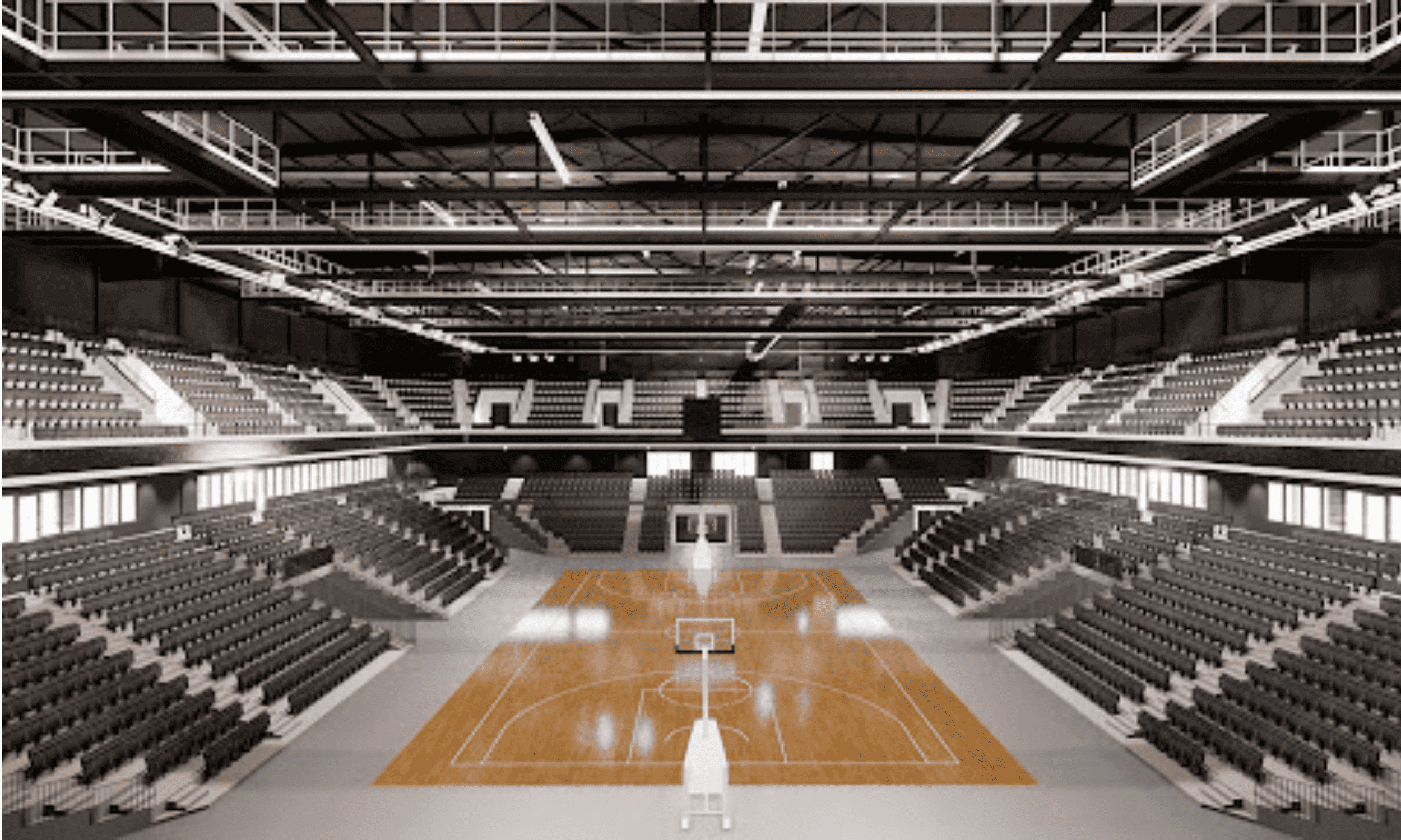 Vue 3D de la configuration basketball à l'Arena