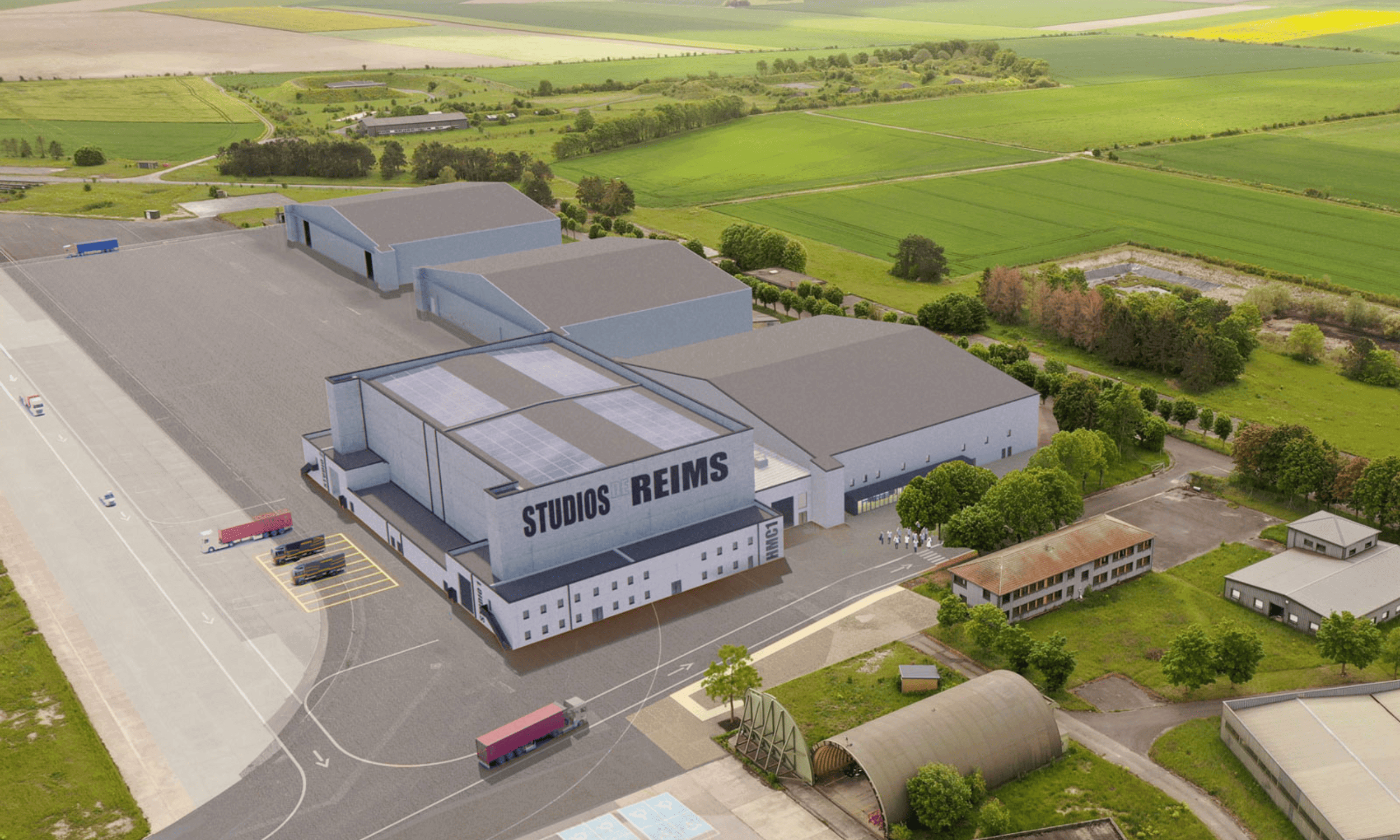 Vue aérienne 3D des futurs studios de cinéma rémois