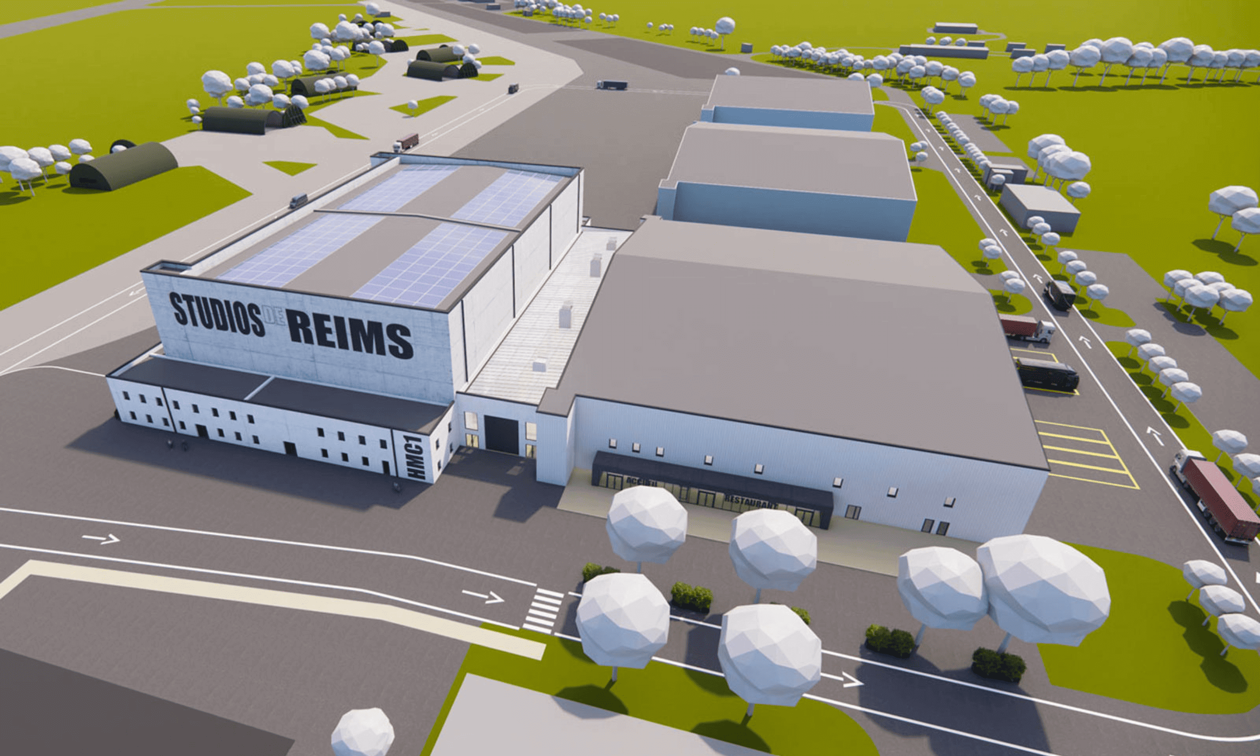 Vue aérienne 3D des futurs studios de cinéma rémois
